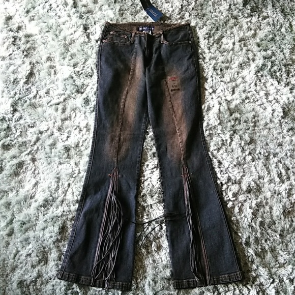 Revolt Jeans Denim - Brand new bell bottom with slit and tassels